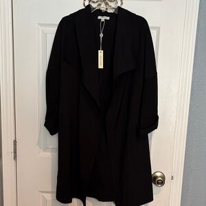 Max Studio Black Drape Front Open Jacket